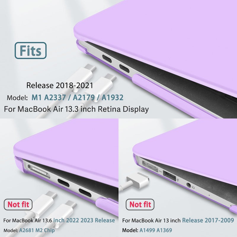 May Chen Compatible with New MacBook Air 13 inch Case 2021 2020 2019 2018 Release Model: M1 A2337 A2179 A1932, Plastic Hard Shell Case for MacBook Air 13 inch with Retina Display Fits Touch ID, Purple - Image 3